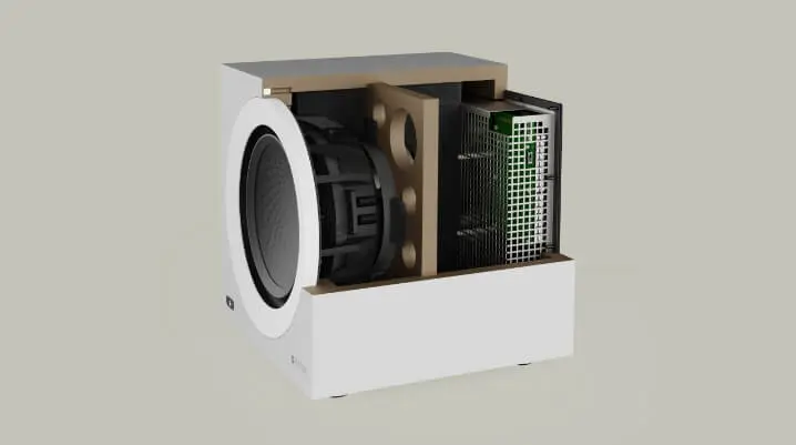 Monitor Audio Anthra Subwoofer - Gehäuse im Anschnitt