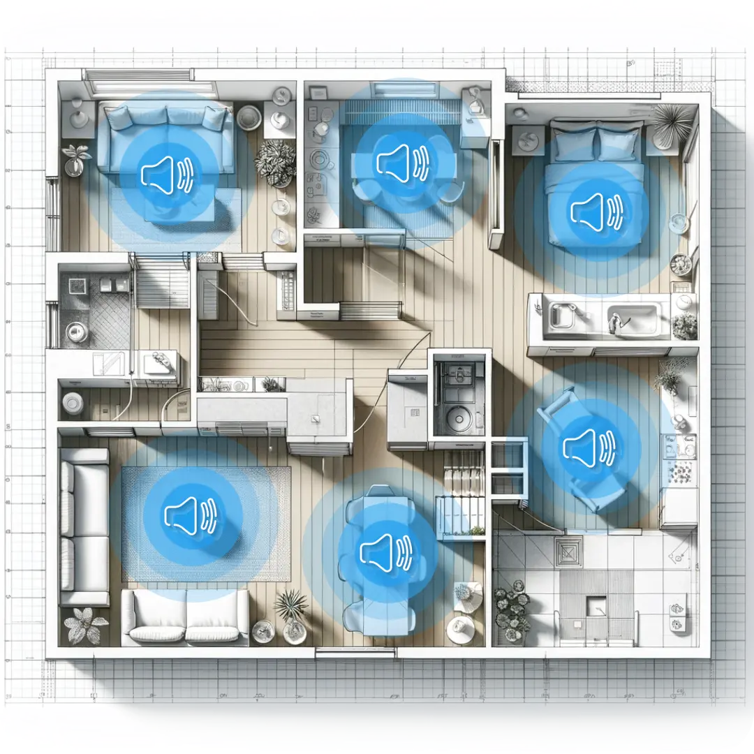 MultiRoom Audio System kann mehrere Räume beschallen.