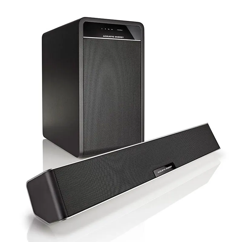 Die Acoustic Energy Aego Soundbar mit Subwoofer.